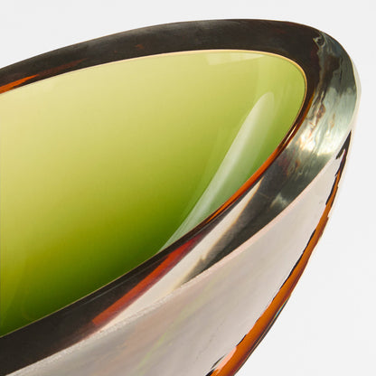 Cyan Design 12041 Bowl, Hand-Blown Art Glass, Multicolored, Green | Orange
