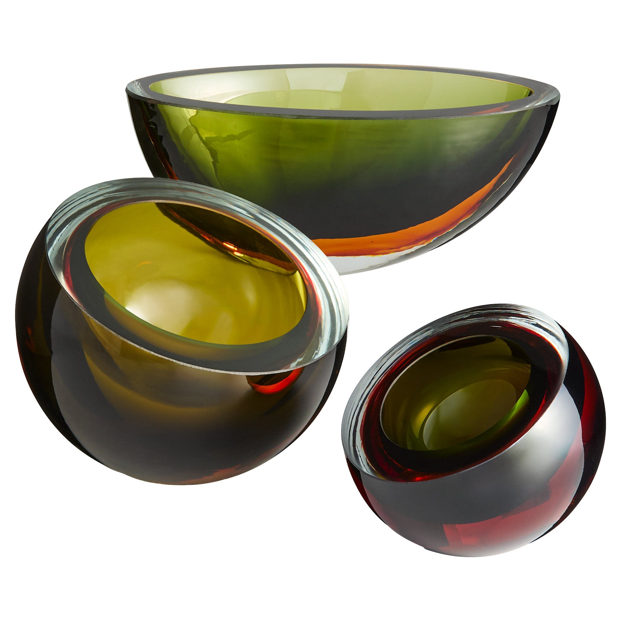 Cyan Design 12041 Bowl, Hand-Blown Art Glass, Multicolored, Green | Orange