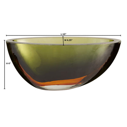 Cyan Design 12041 Bowl, Hand-Blown Art Glass, Multicolored, Green | Orange