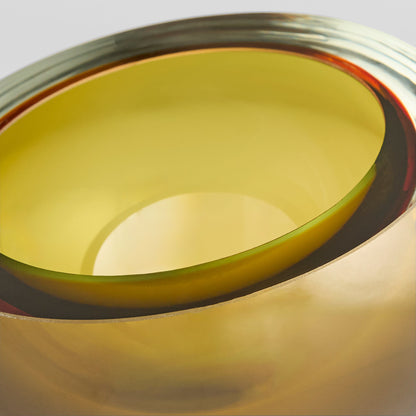 Cyan Design 12042 Bowl, Hand-Blown Art Glass, Multicolored, Green and Orange