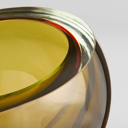 Cyan Design 12042 Bowl, Hand-Blown Art Glass, Multicolored, Green and Orange