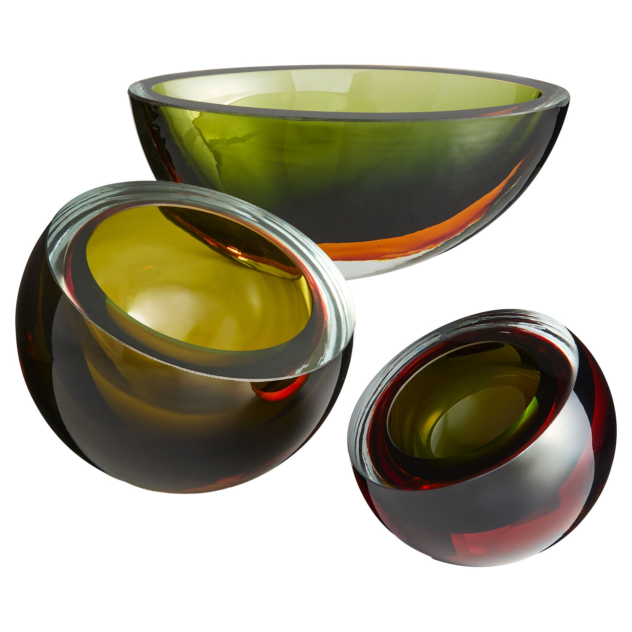 Cyan Design 12042 Bowl, Hand-Blown Art Glass, Multicolored, Green and Orange