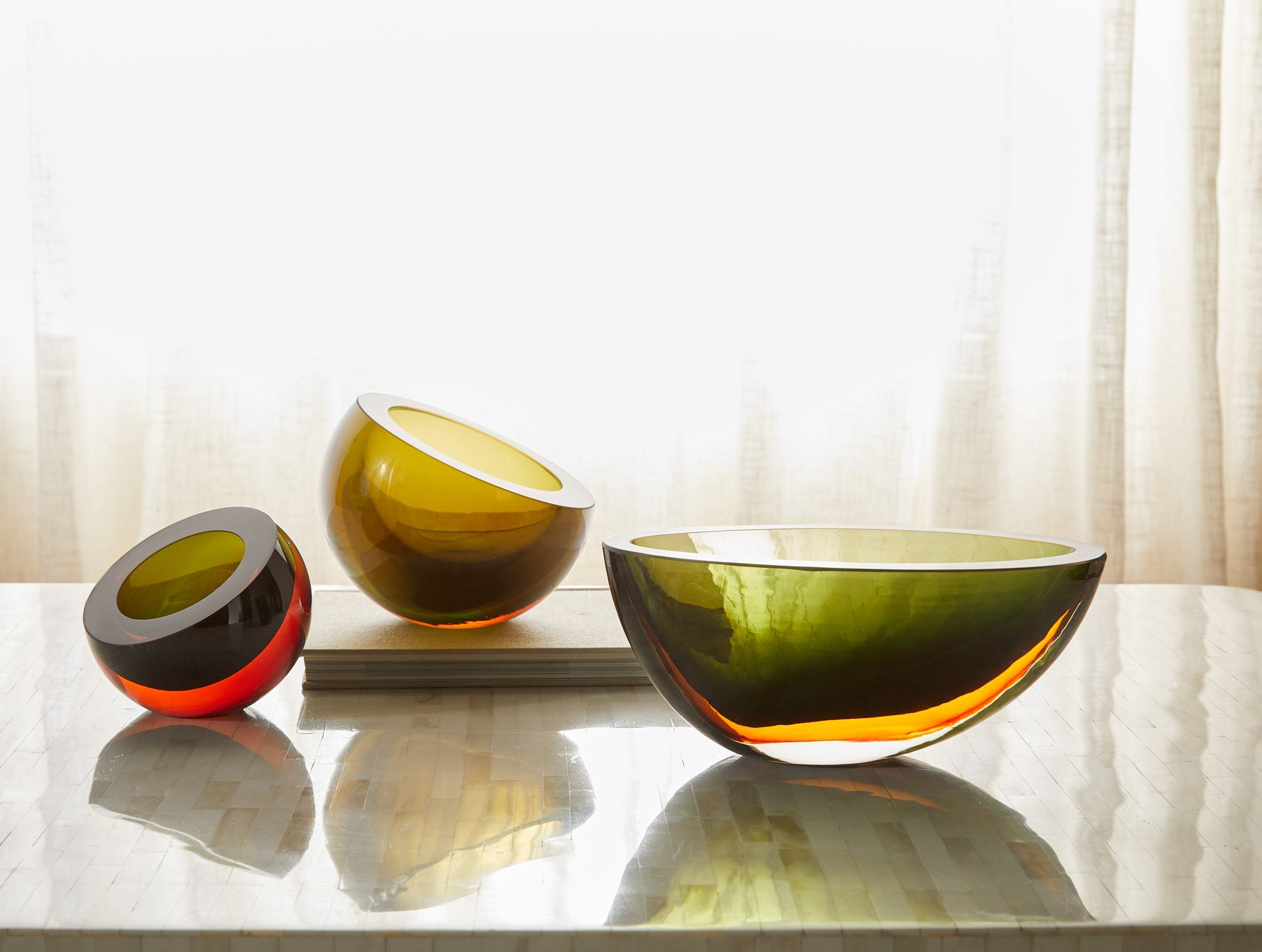 Cyan Design 12042 Bowl, Hand-Blown Art Glass, Multicolored, Green and Orange