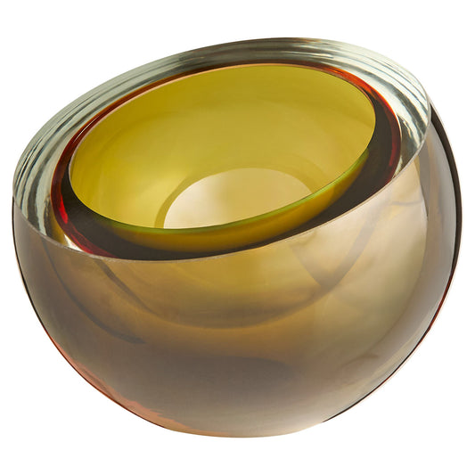 Cyan Design 12042 Bowl, Hand-Blown Art Glass, Multicolored, Green and Orange