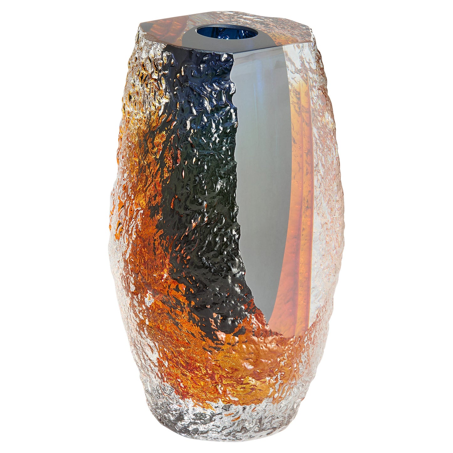 Cyan Design 12051 Vase, UL Damp Rated, Hand-Blown, Cased Glass, Blue | Clear | Amber