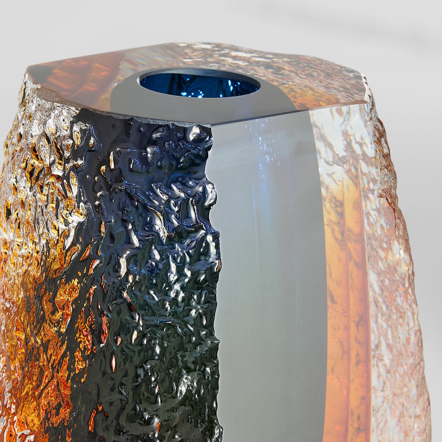 Cyan Design 12051 Vase, UL Damp Rated, Hand-Blown, Cased Glass, Blue | Clear | Amber