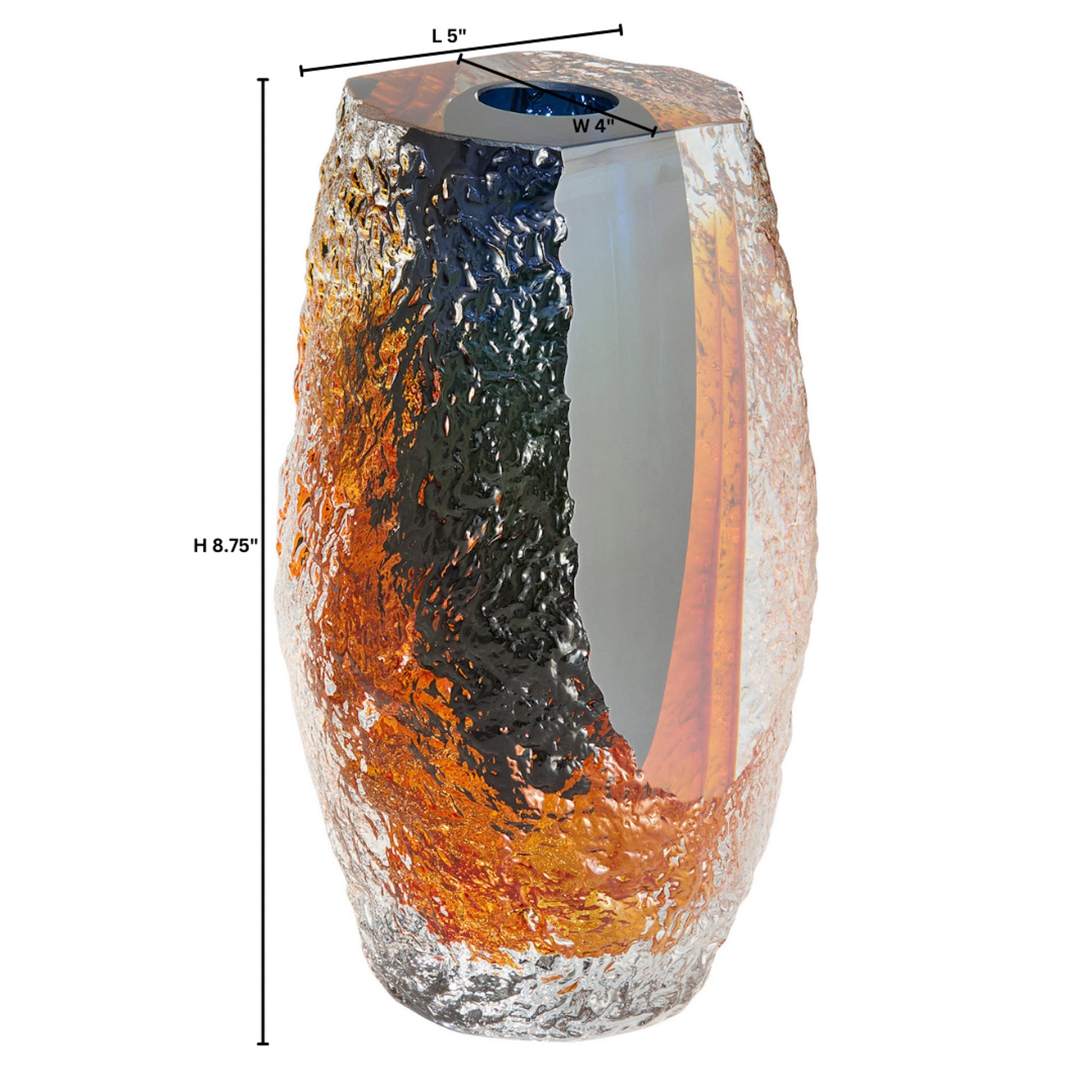 Cyan Design 12051 Vase, UL Damp Rated, Hand-Blown, Cased Glass, Blue | Clear | Amber