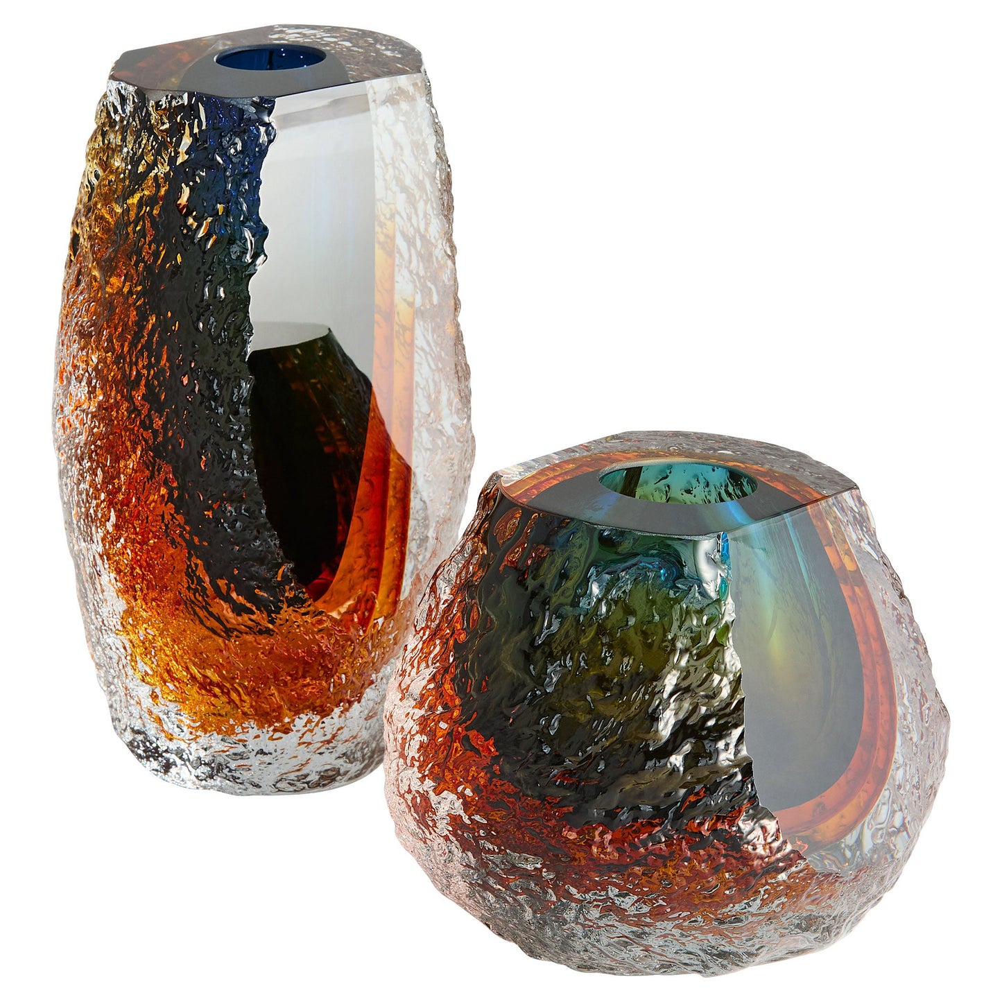 Cyan Design 12052 Vase, Hand-Blown, Blue | Amber | Clear