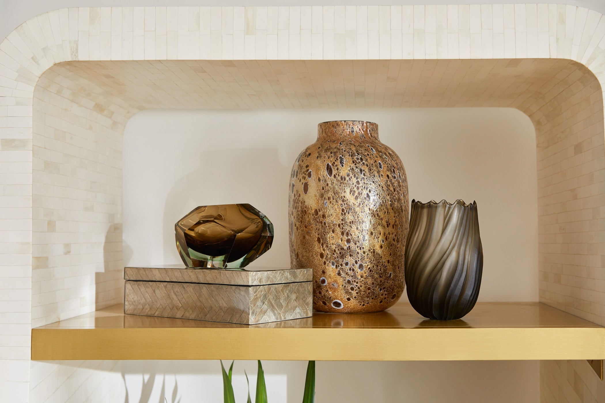 Cyan Design 12055 Vase, Home Decor, Hand Etched Glass, Olive Finish