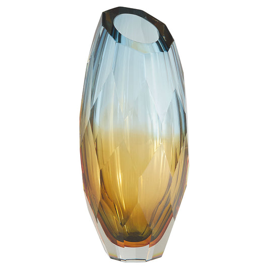 Cyan Design 12056 Vase, Hand-Blown, Cased Glass, Blue | Amber | Orange