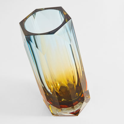 Cyan Design Alba 12057 Vase, Hand-Blown Cased Glass, Blue | Amber | Orange
