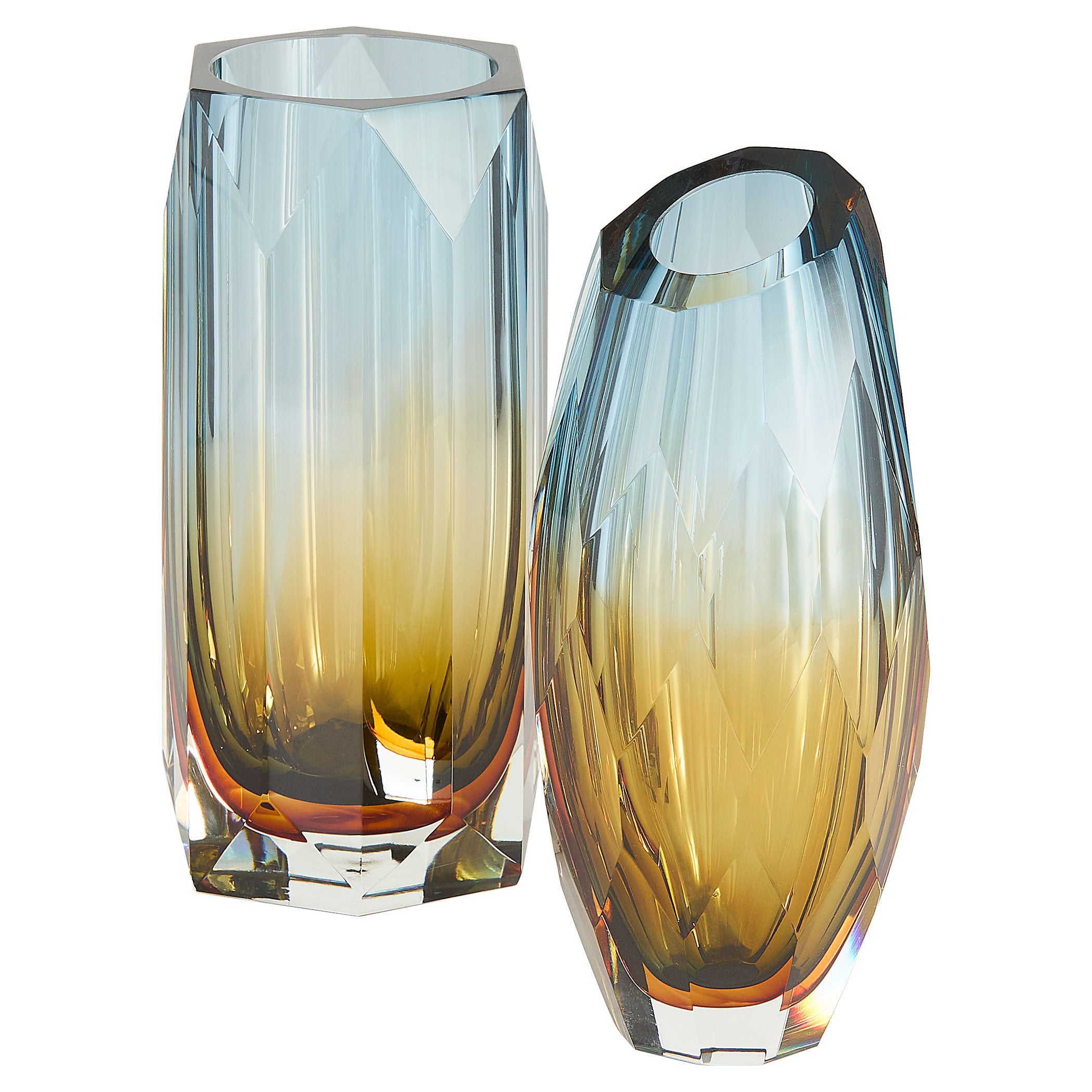 Cyan Design Alba 12057 Vase, Hand-Blown Cased Glass, Blue | Amber | Orange