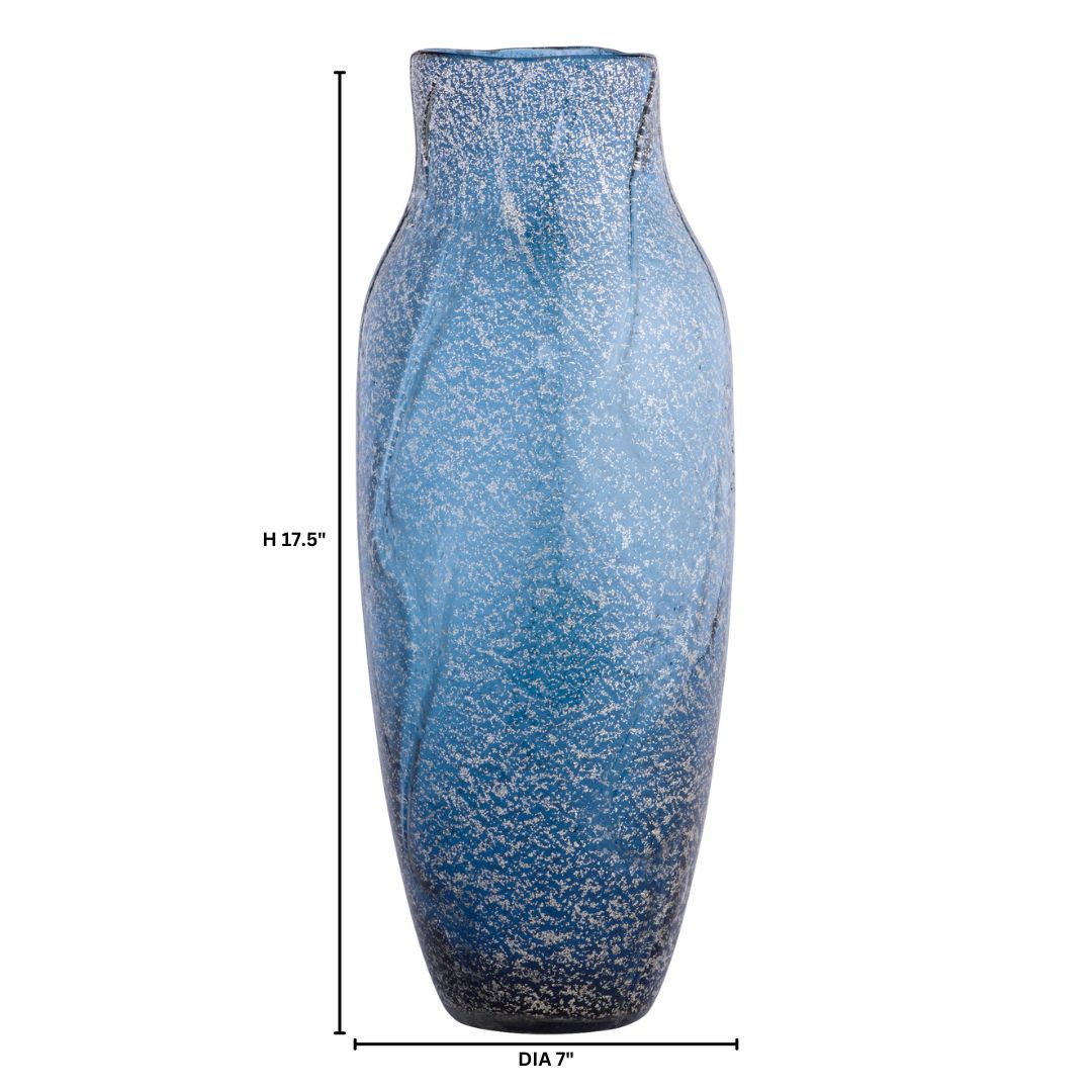 Cyan Design 12058 Vase, Hand-Blown Granilla Glass, Blue