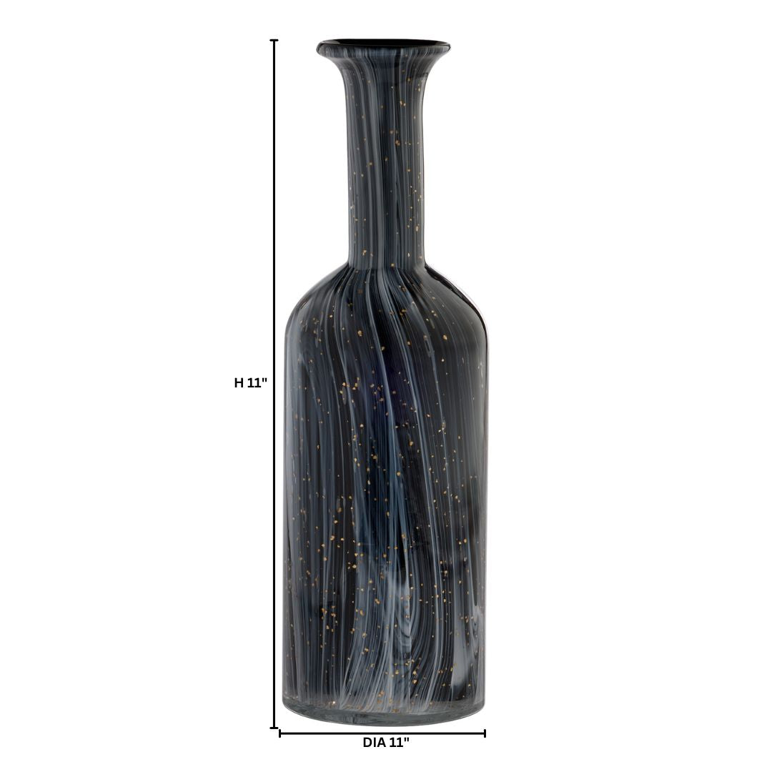 Cyan Design 12059 Vase, Hand-Blown Glass, Black | Grey | Gold
