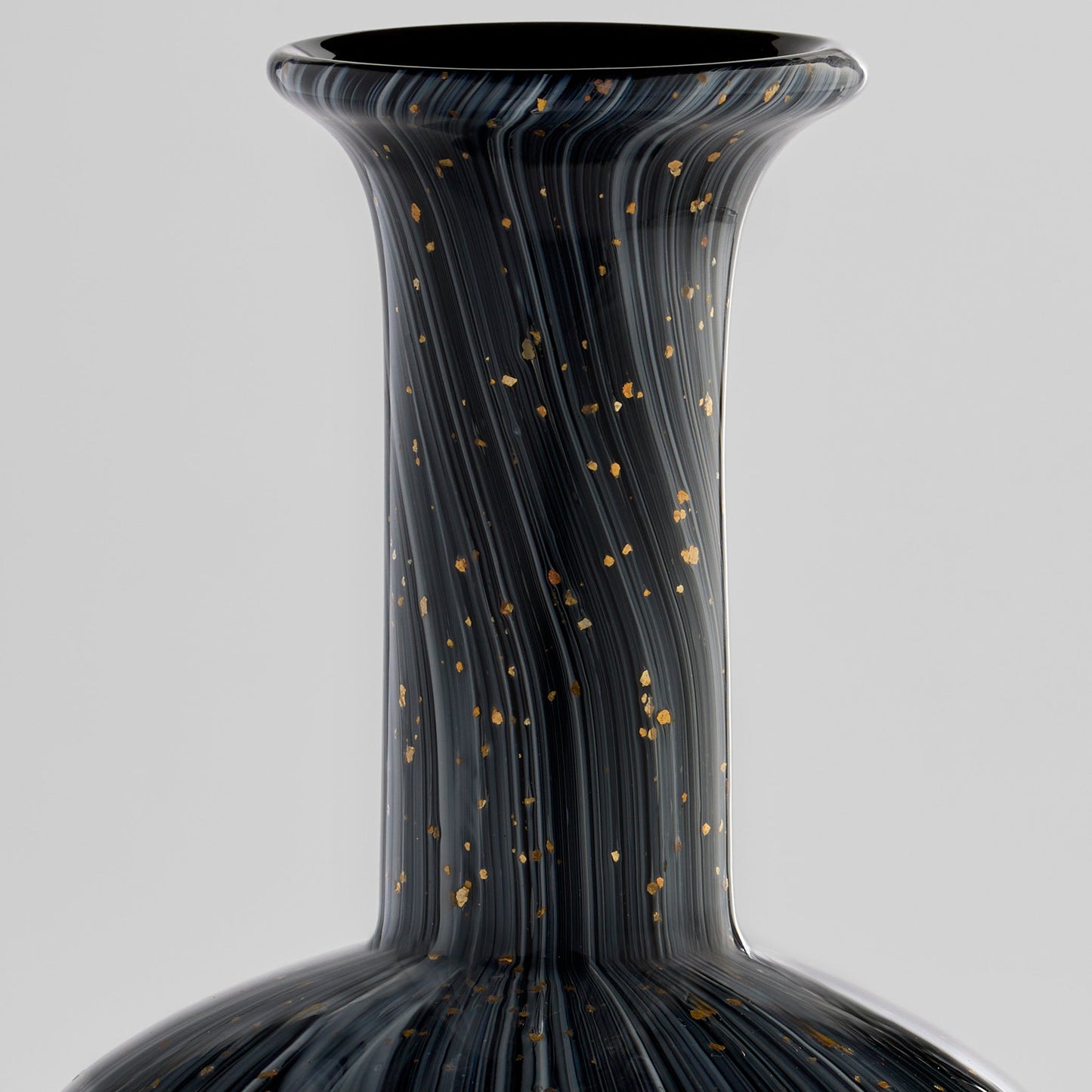 Cyan Design 12060 Vase, Hand-Blown Granilla Glass, Black | Grey | Gold