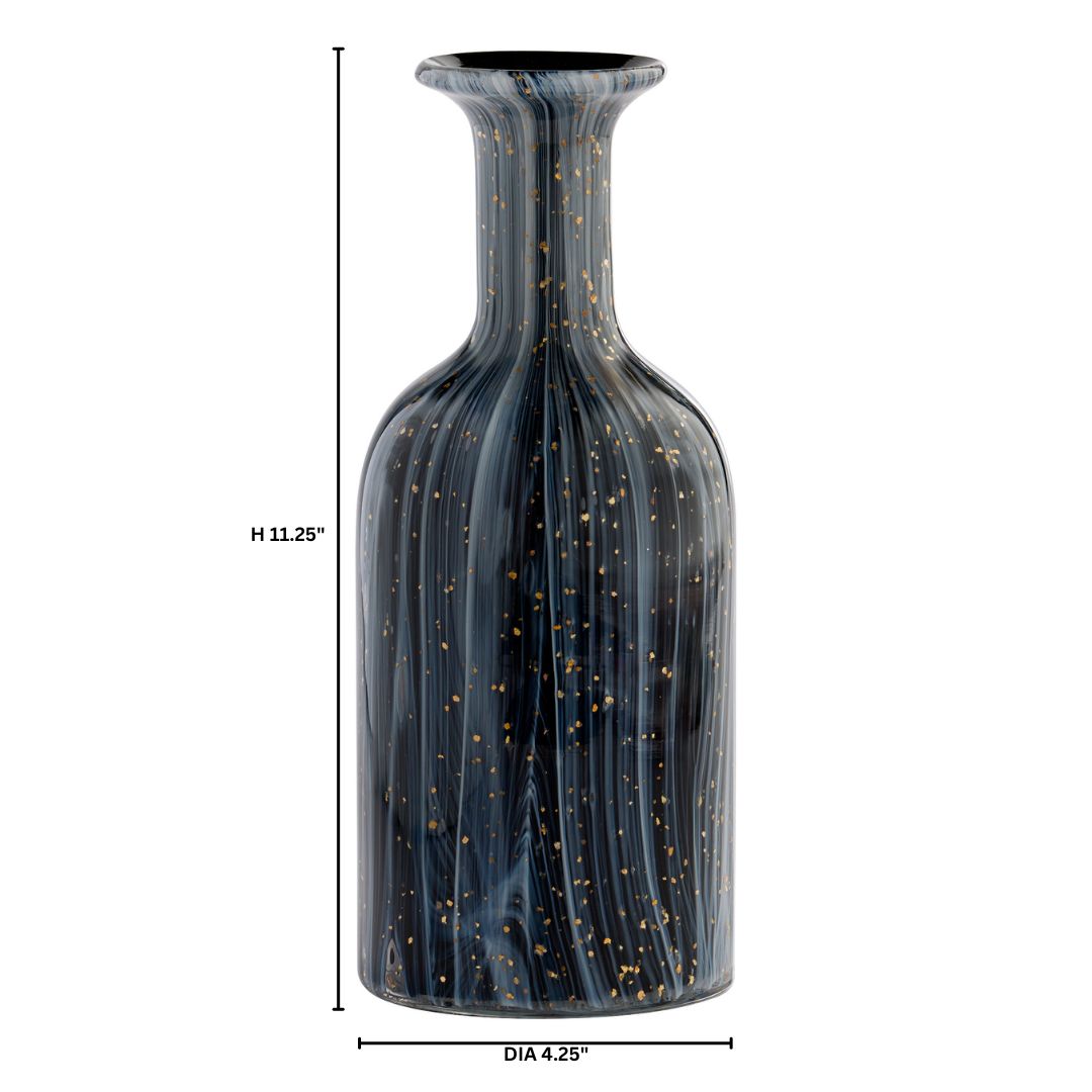 Cyan Design 12061 Vase, Decorative Vase, Hand-Blown Granilla Glass, Black | Grey | Gold