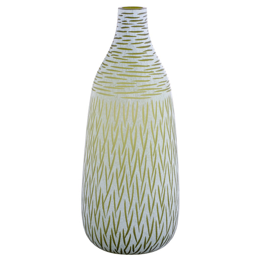 Cyan Design 12064 Vase, Hand-Carved, Green | White