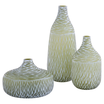 Cyan Design 12064 Vase, Hand-Carved, Green | White