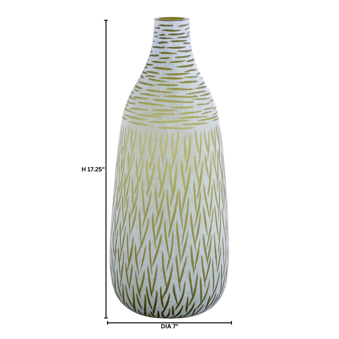 Cyan Design 12064 Vase, Hand-Carved, Green | White