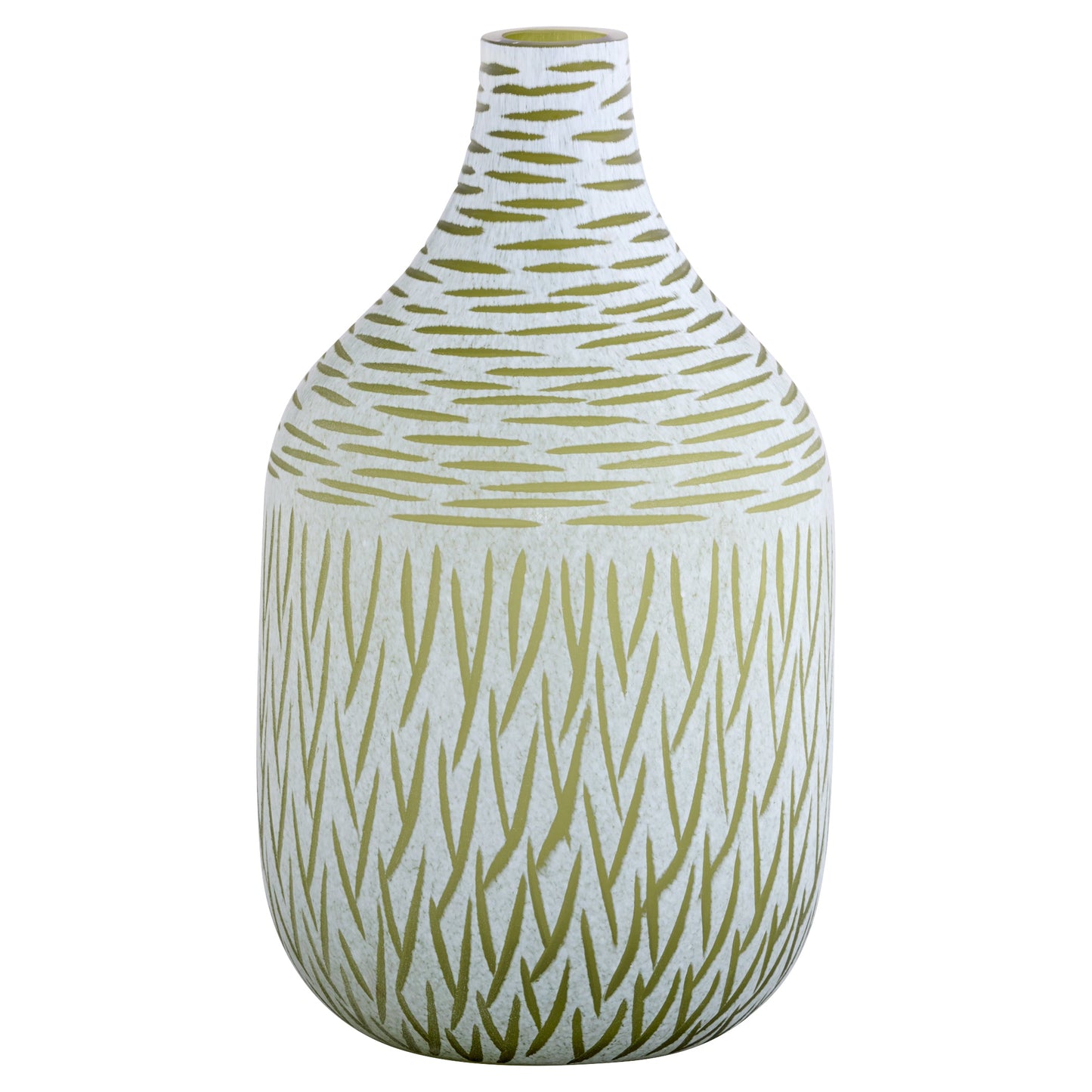 Cyan Design 12065 Vase, Hand-Carved | Cased Glass, Green | White
