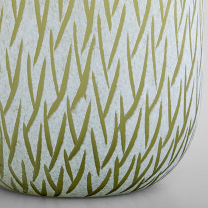 Cyan Design 12065 Vase, Hand-Carved | Cased Glass, Green | White