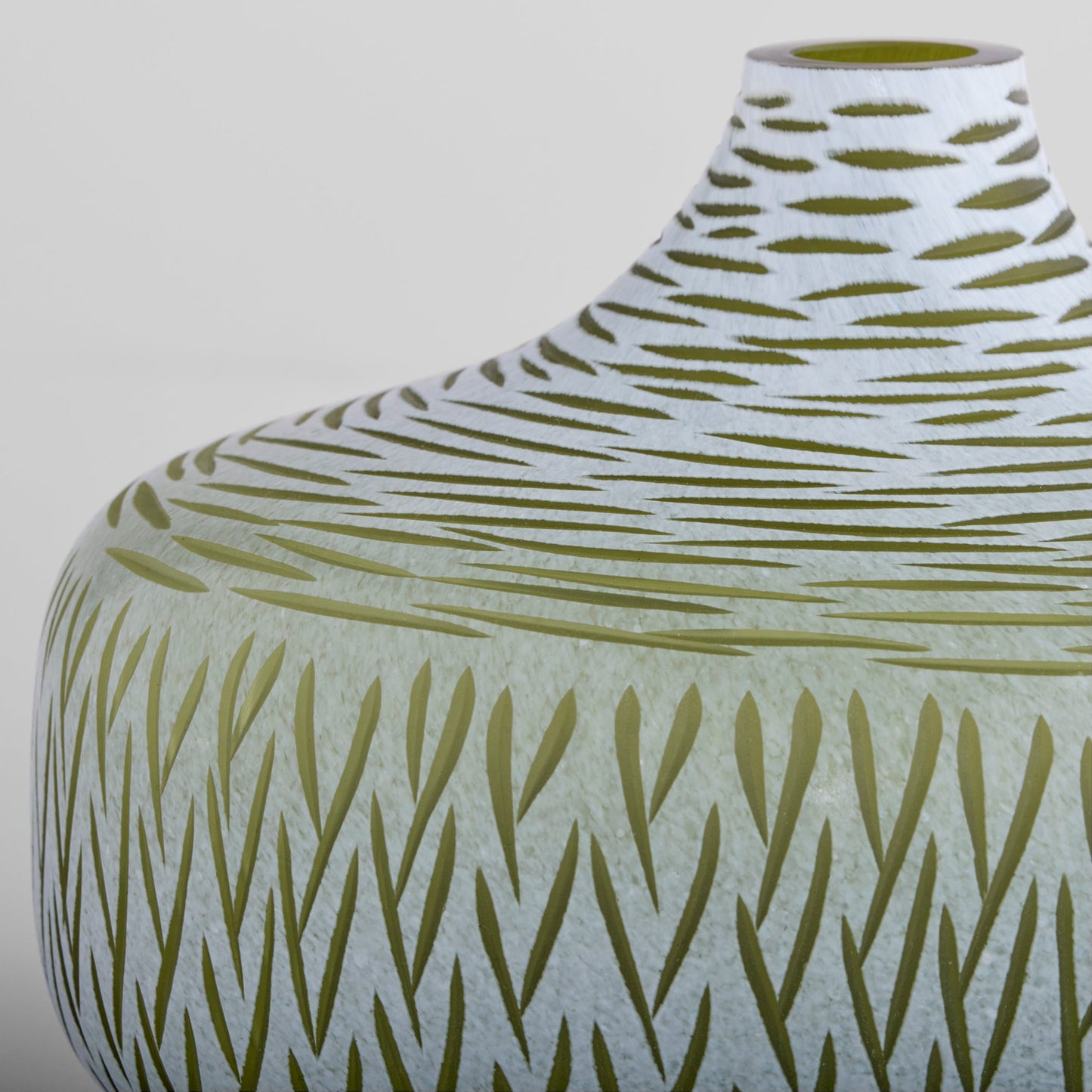 Cyan Design 12066 Vase, Hand-Carved | Cased Glass, Green | White