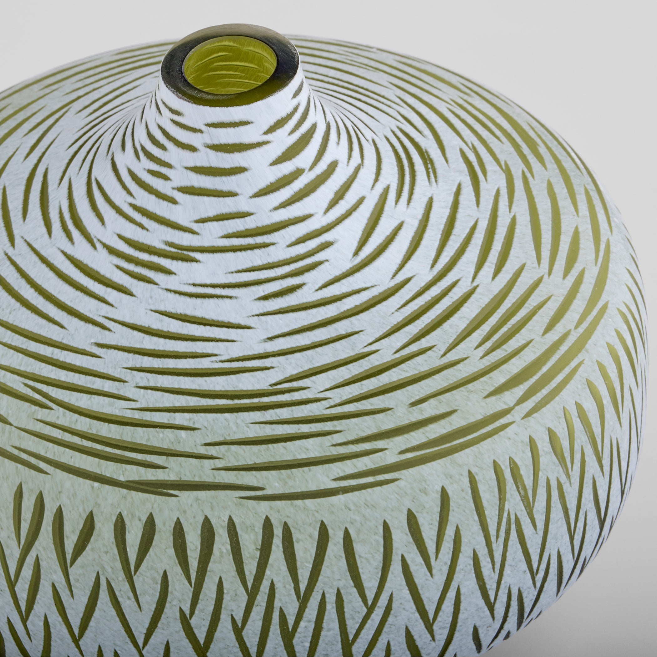 Cyan Design 12066 Vase, Hand-Carved | Cased Glass, Green | White