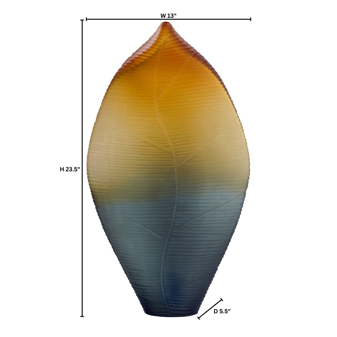 Cyan Design 12070 Vesper Vase, Hand-Blown | Hand-Carved, Orange | Grey