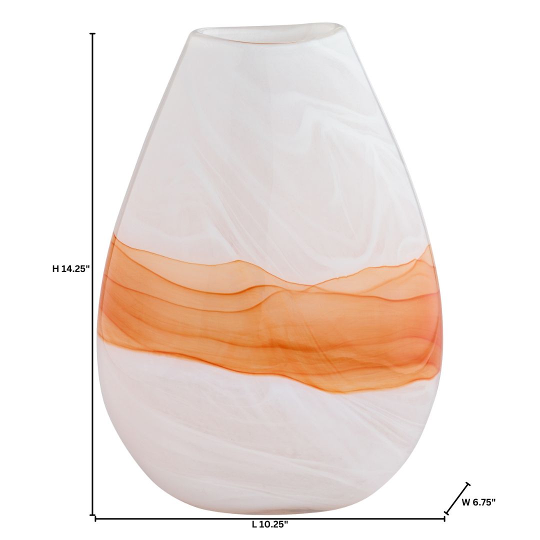 Cyan Design Pacaya 12072 Vase, Hand-Blown, White | Orange