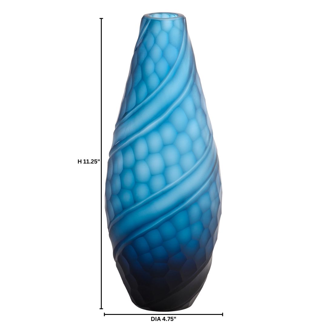 Cyan Design 12082 Vase, Hand-Carved, Blue, Cased Glass