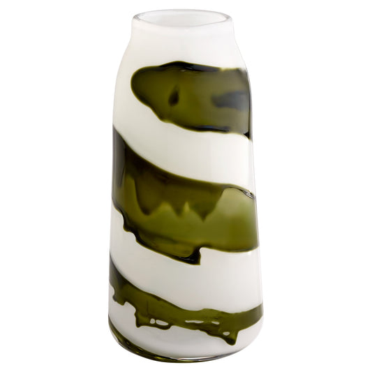 Cyan Design 12087 Vase, Hand-Blown | Molten Glass Layers, Iridescent White | Green