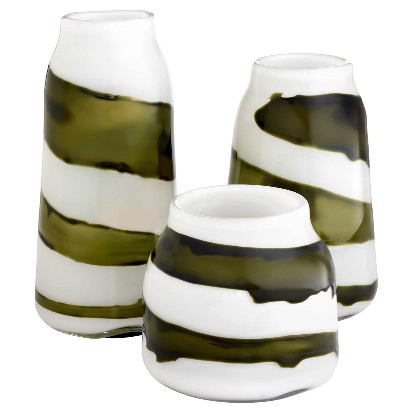 Cyan Design 12087 Vase, Hand-Blown | Molten Glass Layers, Iridescent White | Green