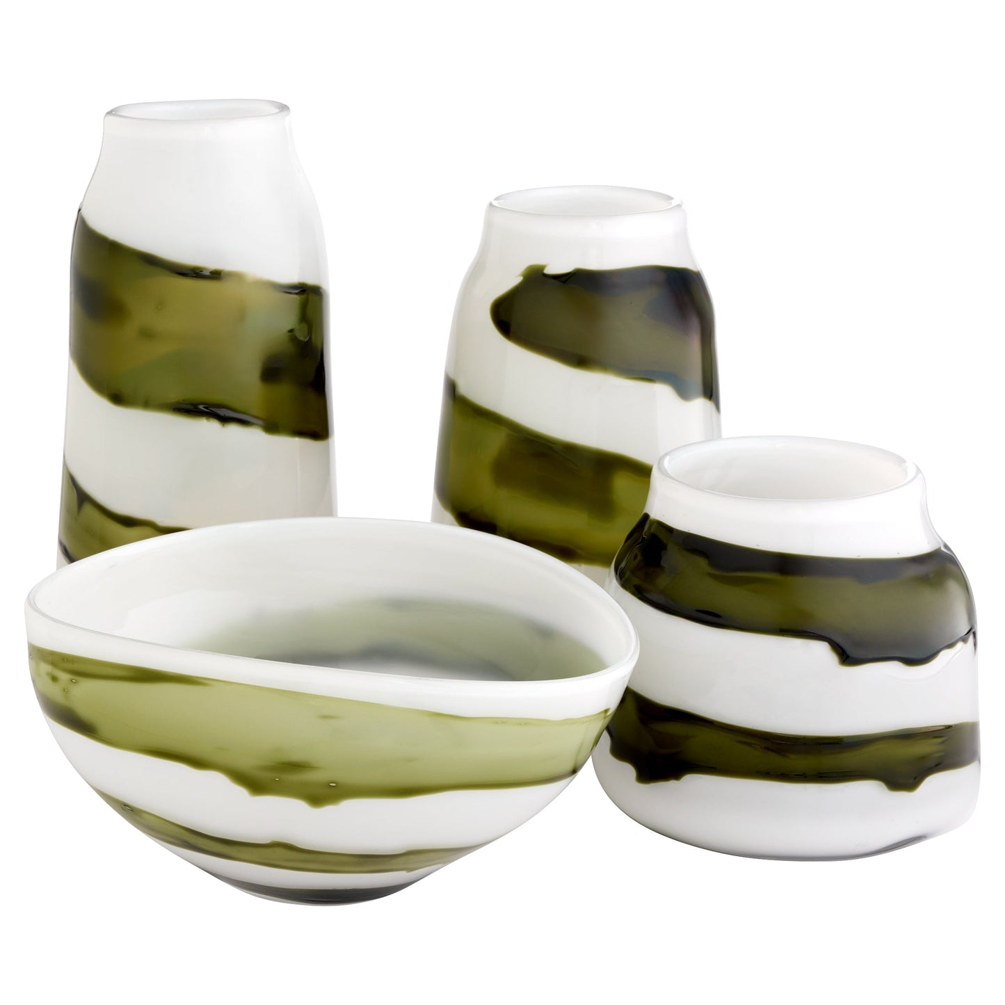 Cyan Design 12087 Vase, Hand-Blown | Molten Glass Layers, Iridescent White | Green