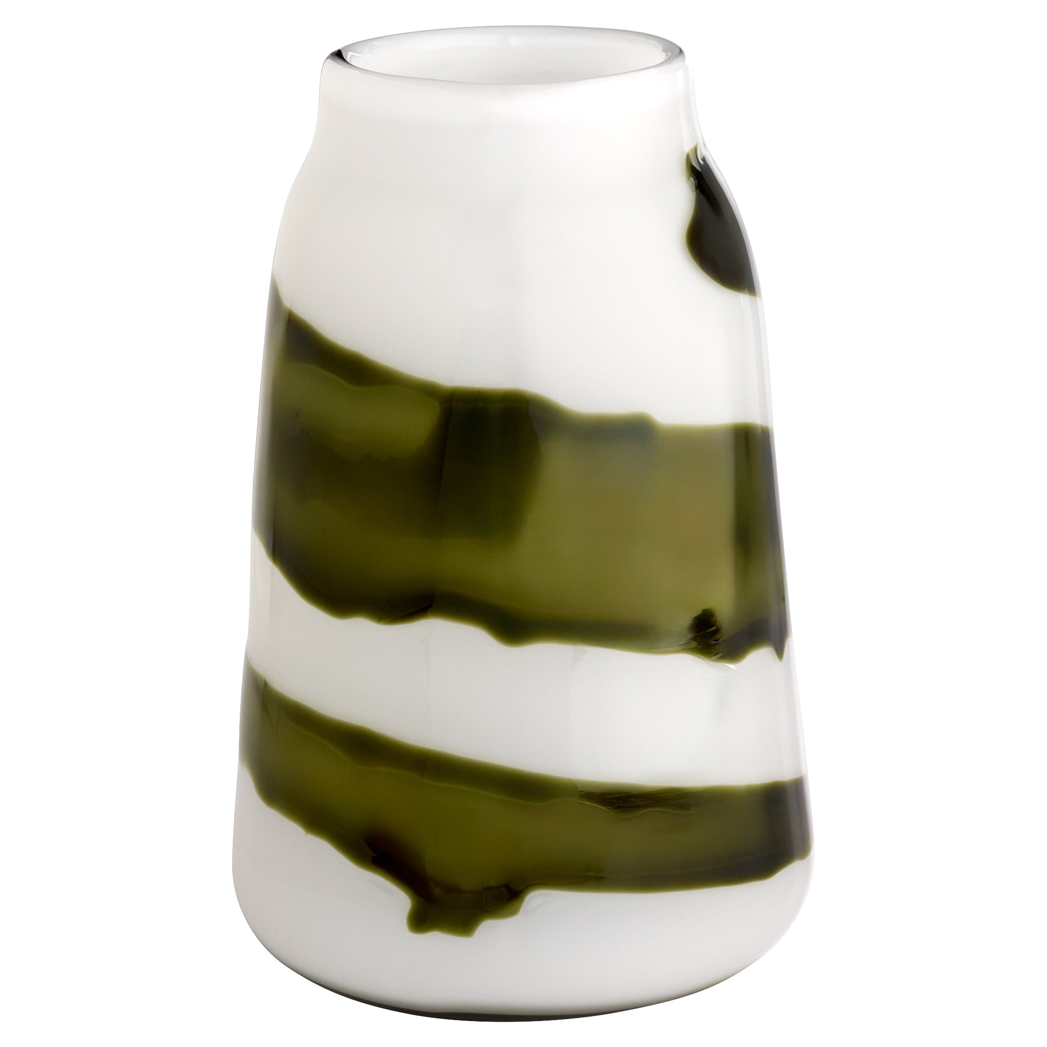 Cyan Design 12088 Vase, Hand-Blown | Molten Glass Layers, Iridescent White | Green