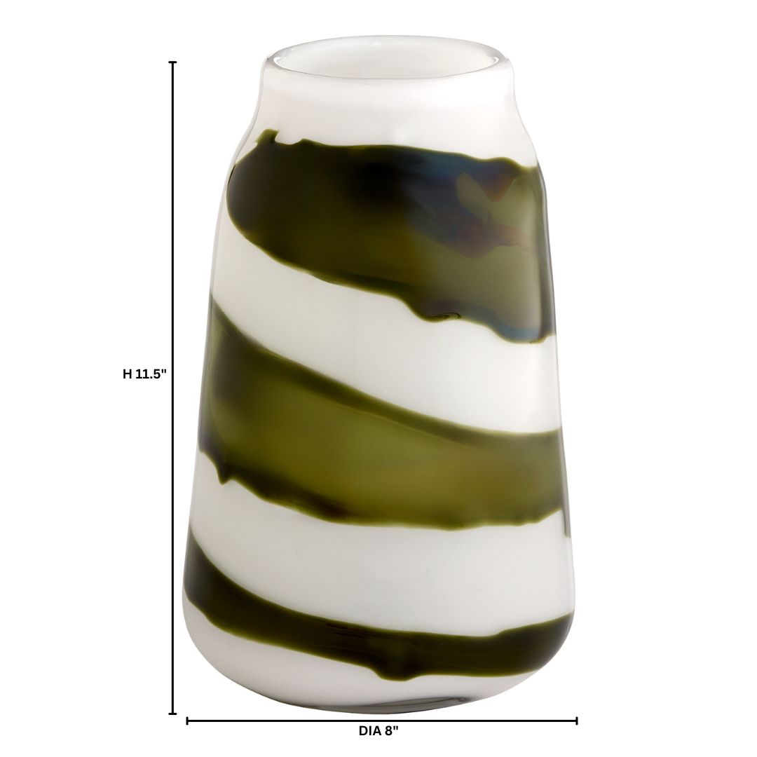Cyan Design 12088 Vase, Hand-Blown | Molten Glass Layers, Iridescent White | Green