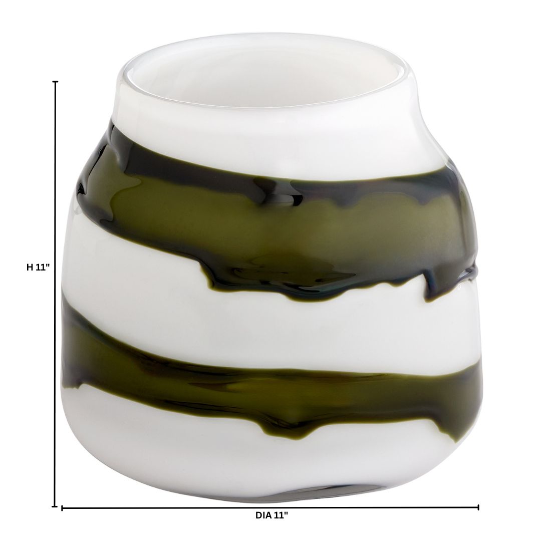 Cyan Design 12089 Vase, Hand-Blown, Iridescent White | Green