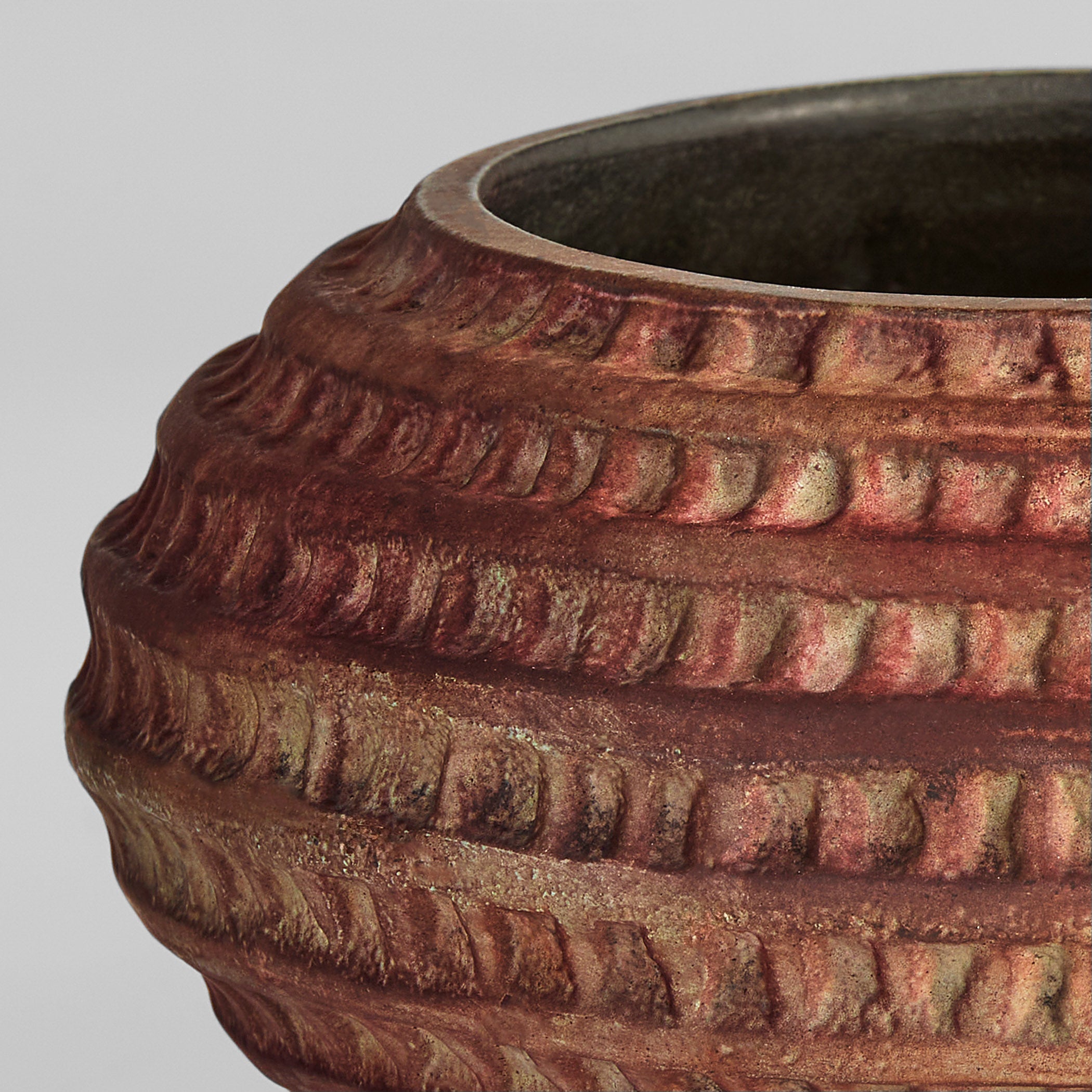 Cyan Design 12113 Vase, Rustic Horizontal Channels, Aged Ochre