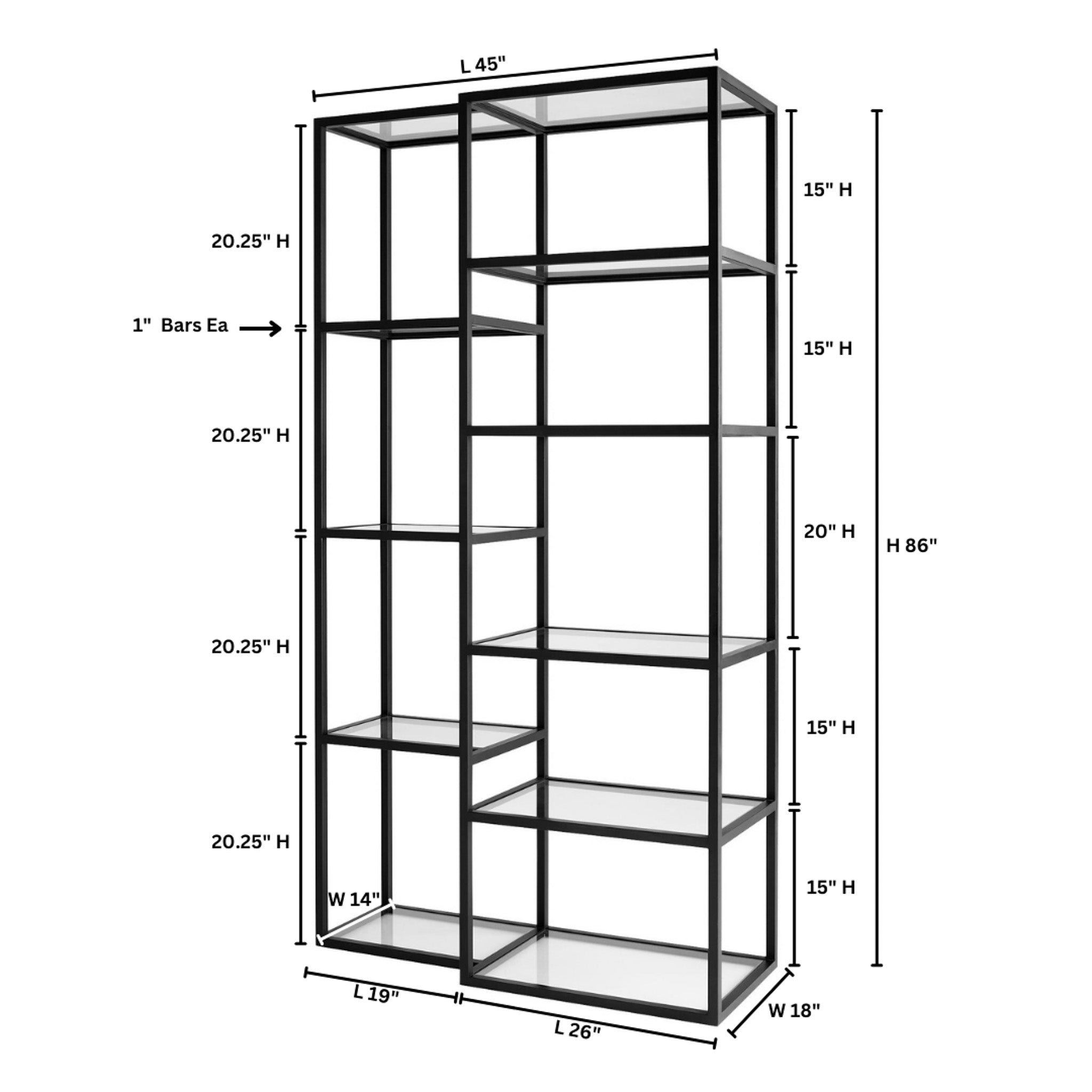 Cyan Design 12116 Etagere, Fixed Glass Shelves, Matte Black Finish