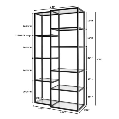 Cyan Design 12116 Etagere, Fixed Glass Shelves, Matte Black Finish
