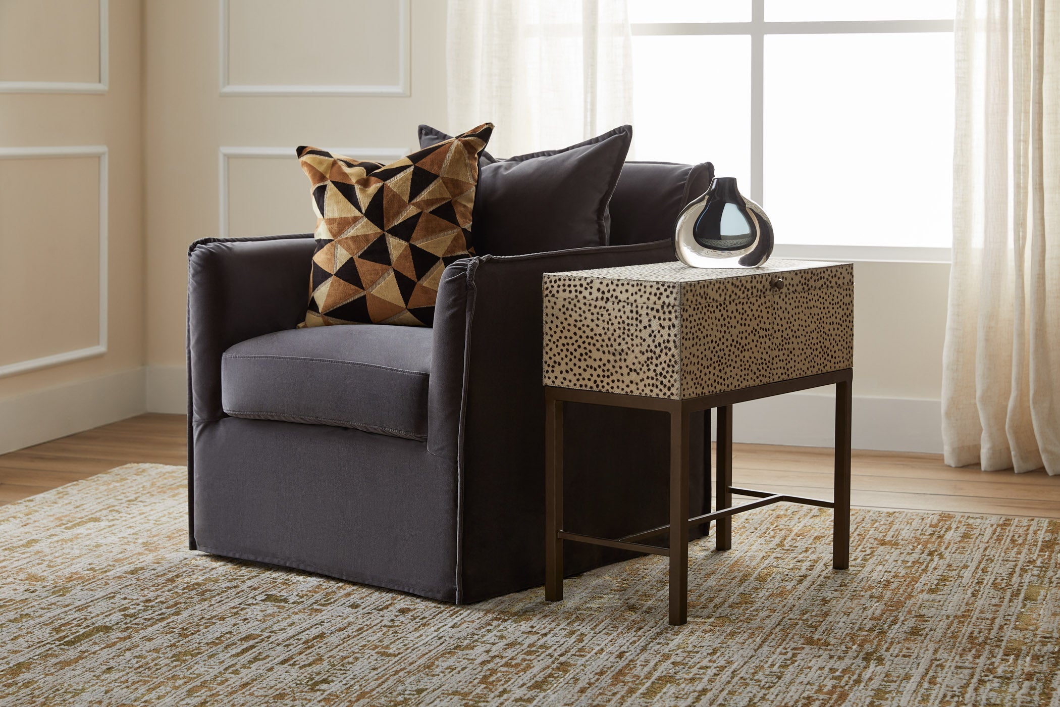 Cyan Design Gaborone 12133 Container, Off White | Brown | Antique Brass