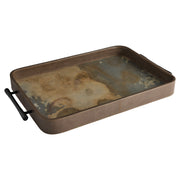 Cyan Design Tesoro 12135 Tray, Hand-Wrapped Leather, Slate Veneer, Smoke Grey | Matte Black