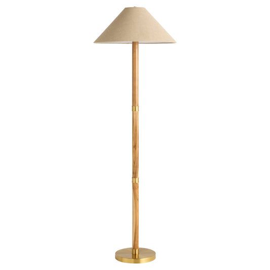 Cyan Design Broadway 12138 Floor Lamp, UL Damp Rated, Antique Brass|Teak
