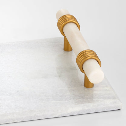 Cyan Design 12153 Trays, Repurposed Marble, White | Brass
