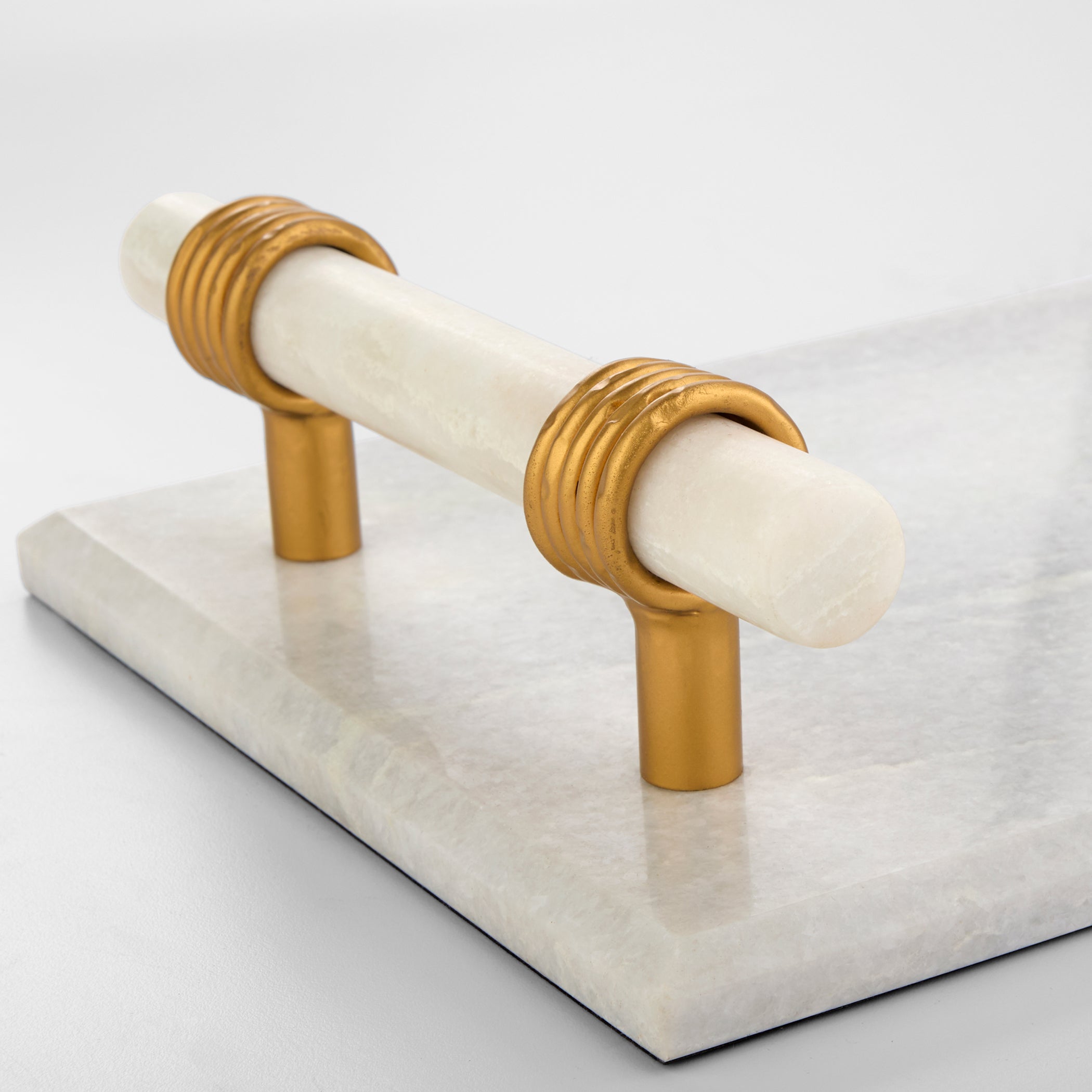 Cyan Design 12153 Trays, Repurposed Marble, White | Brass