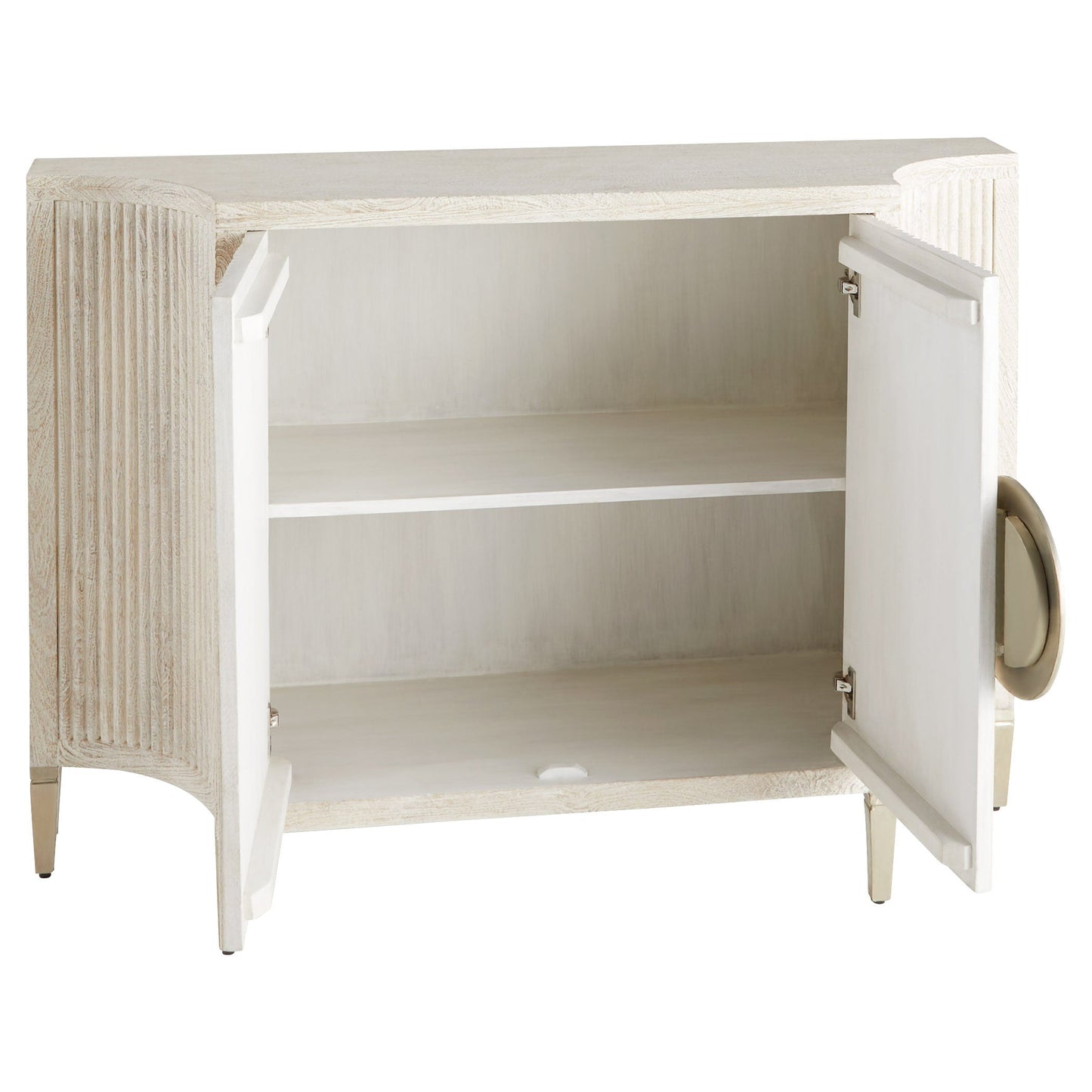 Cyan Design Estriada 12156 Cabinet, Cerused Mango Wood | White Metal