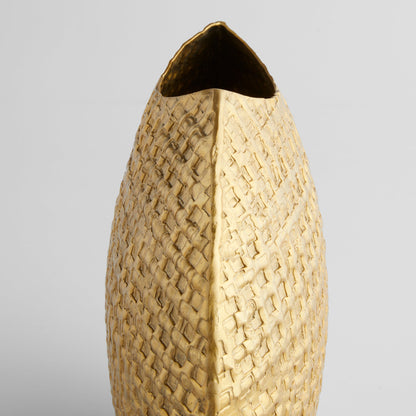 Cyan Design 12161 Vase, Decorative, Bold Embossed Pattern, Satin Gold