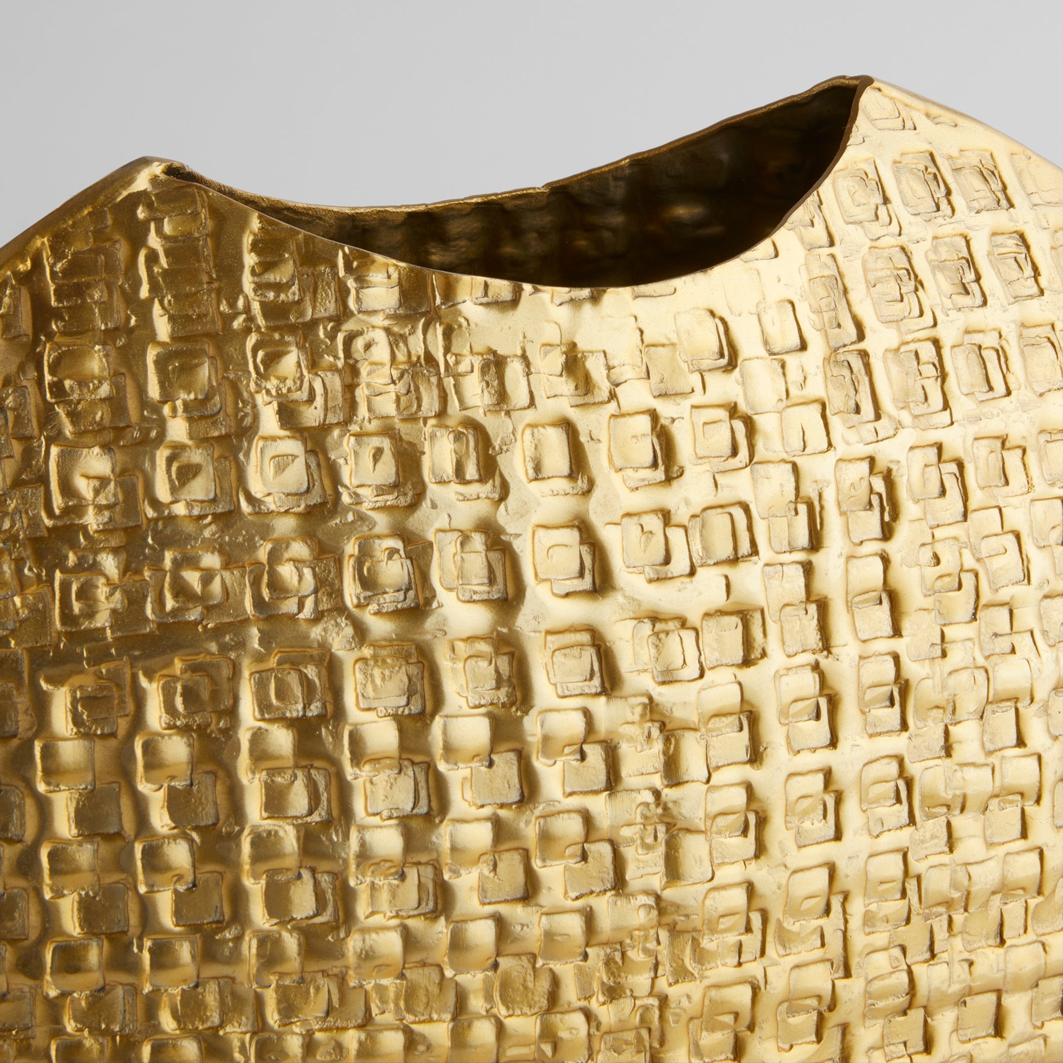 Cyan Design 12161 Vase, Decorative, Bold Embossed Pattern, Satin Gold