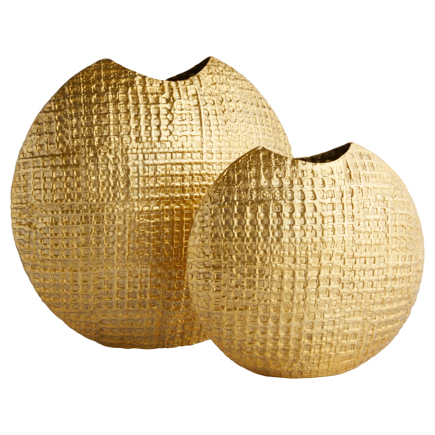 Cyan Design 12161 Vase, Decorative, Bold Embossed Pattern, Satin Gold