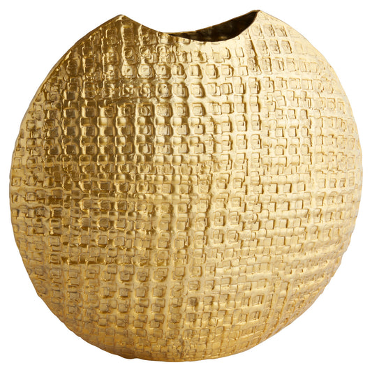 Cyan Design 12161 Vase, Decorative, Bold Embossed Pattern, Satin Gold
