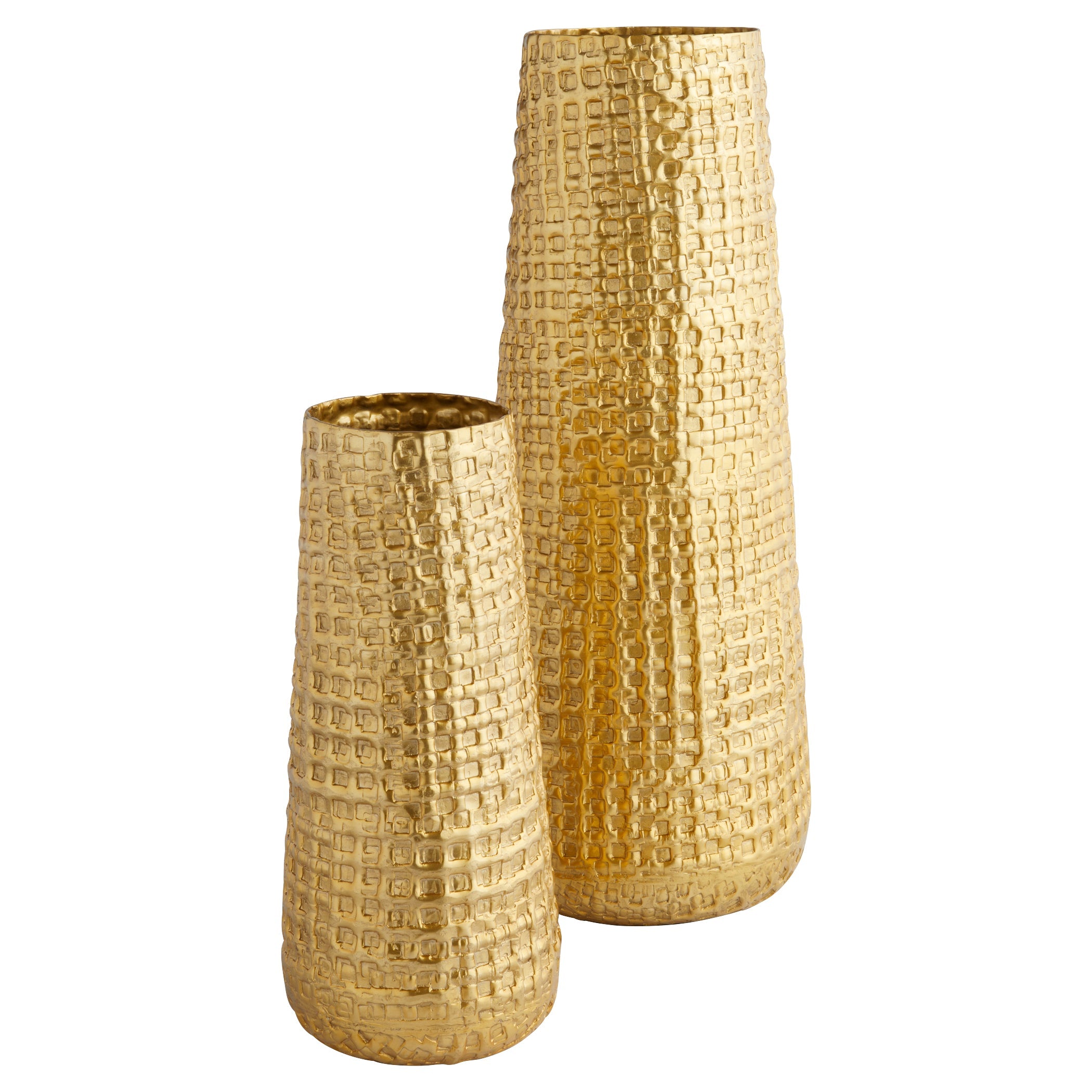 Cyan Design 12163 Vase, Home Decor, Embossed Geometric Pattern, Gold